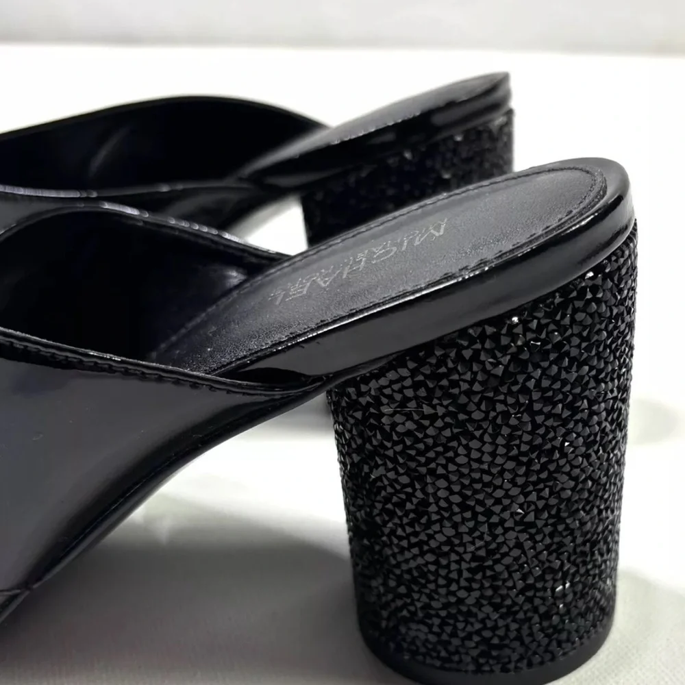 Michael Kors Black Patent Leather Block Heel Sandals - Picture 2 of 9